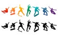 Skate people silhouettes skateboarders colorful vector illustration background extreme active